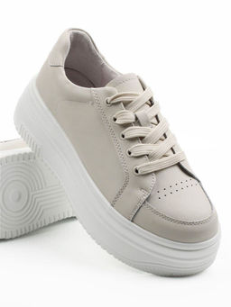 03-YH326-2 LT. BEIGE Полуботинки спортивные женские (натуральная кожа)