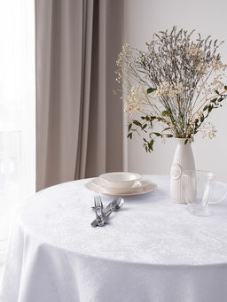 Скатерть жаккардовая D180 белый полиэстер - Denastia фото 3