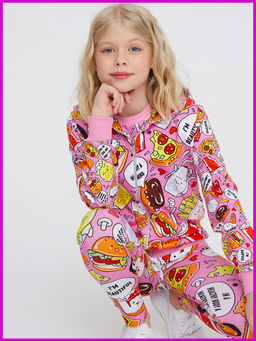 Толстовка "Лето",розовый фастфуд