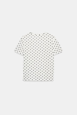 CAMISETA LUNARES MANGA CORTA / Crudo / Negro