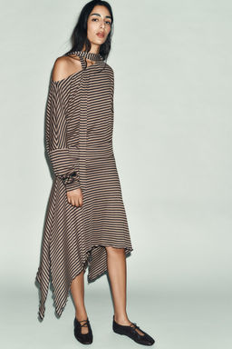 ASYMMETRIC STRIPED SKIRT