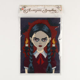Алмазная мозаика с частичным заполнением на холсте «Мрачная девочка», 15×21 см