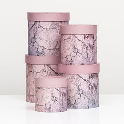 Набор круглых коробок 5в1 Мрамор, 25 25 15 15 см