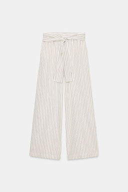 PANTAL?N ANCHO RAYAS PA?UELO / Crudo / Marr?n - Zara фото 8