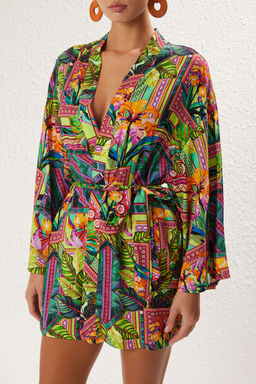 Siyah Mini Dokuma Plaj Kimono&Kaftan TBESS25KM00002 - Trendyolmilla фото 12