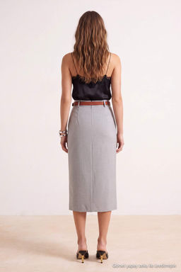 Gri Y_rmat_l_ Midi Kalem Etek TWOSS26ET00252 - Trendyolmilla фото 3