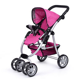 Коляска-трансформер для кукол, металлическая, регулируемая ручка, с корзиной, цвет зеленый, в пакете