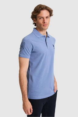 Erkek Slim Fit Polo Yaka _ndigo Basic Ti__rt