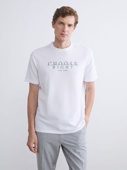 Bisiklet Yaka Bask?l? Erkek Ti??rt