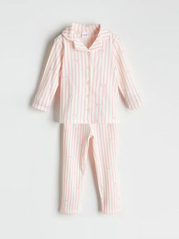 Kurdele Detayl? K?z ?ocuk Pijama Tak?m?