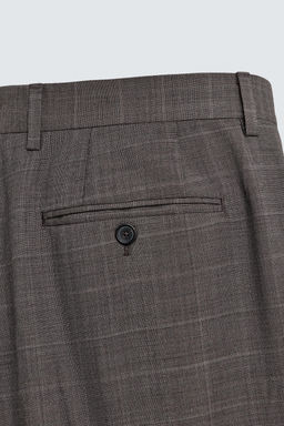 PANTAL?N TRAJE CUADROS 100% LANA / Marr?n - Zara фото 8