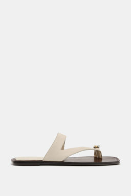 SANDALIA PIEL DETALLE MET?LICO / Beige - Zara фото 2