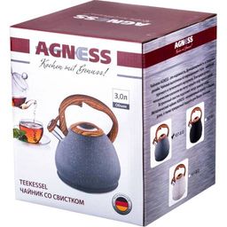 ЧАЙНИК AGNESS СО СВИСТКОМ 3,0 Л ТЕРМОАККУМУЛИРУЮЩЕЕ ДНО, ИНДУКЦИЯ  фото 2