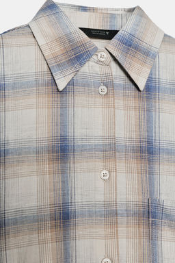 OVERSIZE CHECK SHIRT WITH POCKET - Zara фото 6