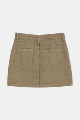 Bej Vintage Y?kama Yuksek Bel Denim Sort Etek TWOSS26SR00110 - Trendyolmilla фото 3