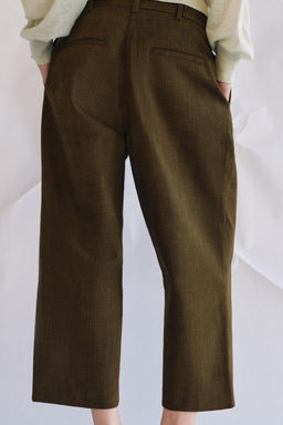 PANTAL?N CROPPED PINZAS ZW COLLECTION / Khaki - Zara фото 9
