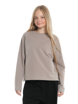 Свитшот для девочки однотонный 22-7685 серый - Mini maxi фото 9