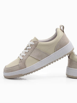 03-C934-4 BEIGE Кеды кожаные женские (натуральная кожа, натуральная замша)