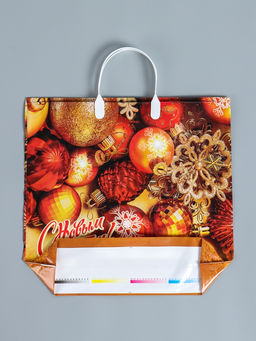 Цена за 10 шт. Пакет подарочный новогодний «Злато», полиэтиленовый с пластиковой ручкой, 38×35 см
