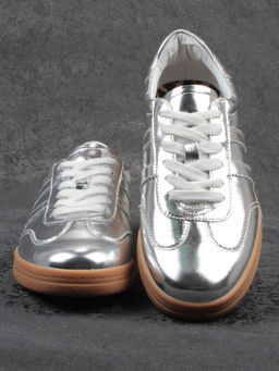 03-B6C-7C GREY/SILVER Кеды женские (натуральная кожа)