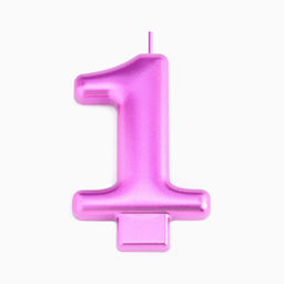 Цена за 3 шт. Свеча для торта «Европейская ГИГАНТ», цифра 1, 7 см, фиолетовый металлик