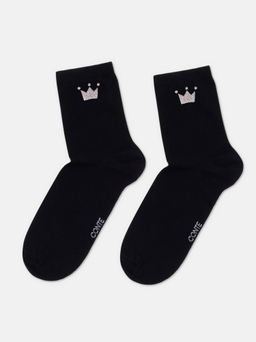 Цена за 2 пары. Носки Классические CONTE Носки из хлопка с сияющим рисунком Queen черный - Conte elegant фото 4