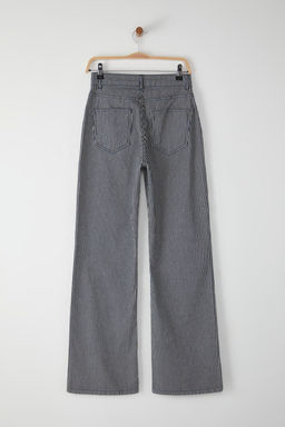 Koyu Mavi Cizgili Normal Bel Wide Leg Jeans TWOSS25JE00258 - Trendyolmilla фото 6
