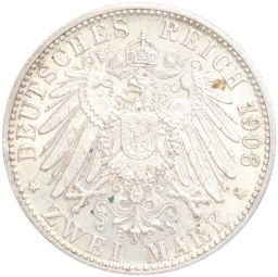 2 марки 1906 года F Германия (Вюртемберг)