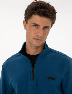 A__k Lacivert Regular Fit Yar_m Fermuarl_ Polar Sweatshirt