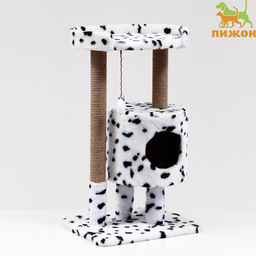 Домик для кошек с когтеточкой Круглый с площадкой, 52 х 52 х 95 см, далматинец