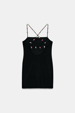 VESTIDO STRETCH TIRANTES FLORES / Negro - Zara фото 7