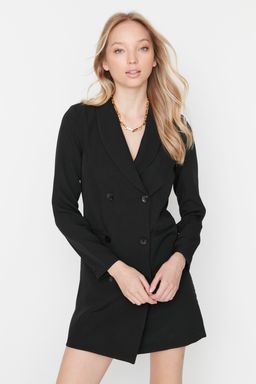 TRENDYOLMILLA Indigo Dugme Detayl? Dokuma Mini Ceket Dokuma Elbise TWOAW23EL00291 фото 3