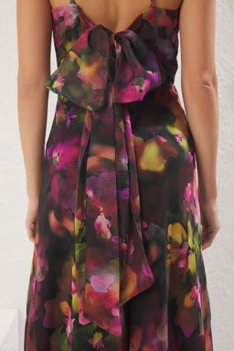 TRENDYOLMILLA Cok Renkli A-Kesim Fiyonklu Astarl? Sifon Dokuma Uzun S?k Abiye & Mezuniyet Elbise TPRSS25AE00152  фото 16