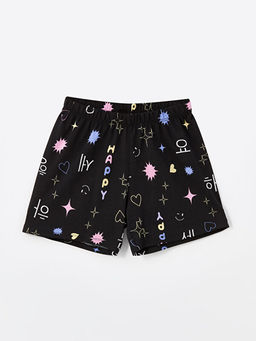 Bisiklet Yaka Bask?l? K?z ?ocuk ?ortlu Pijama Tak?m?