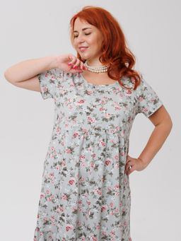 Трикотажное платье серые розы КП-02 (13)