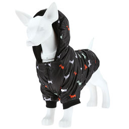 Пэт тойс (Pet toys) Одежда для собаки Куртка с капюшоном, с метал. кольцом, с принтом, на кнопках, р-р 2XL, длина спинки 38см/обхват груди 46см/обхват шеи 34см, цвет-черный, плащевка/синтепон/флис (100% полиэстер) (Китай) - Домашняя мода фото 4