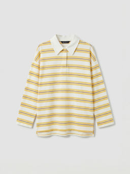 Polo Yaka ?izgili Kad?n Sweatshirt Tunik