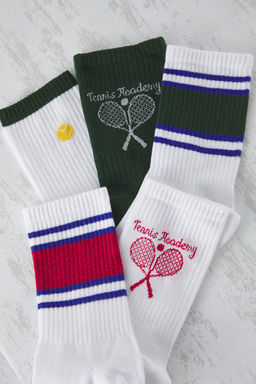 TRENDYOL MAN Cok Renkli Unisex 5li Paket Kolej/Tenis/Orta Boy Pamuklu Corap TMNSS25CO00000