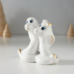 Фигурка керамика Парочка кобр: любовь, белый с золотом, 4.5?9?8 см