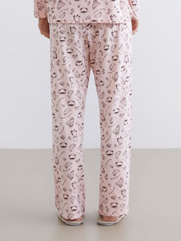 Beli Lastikli Bask?l? Kad?n Pijama Alt?