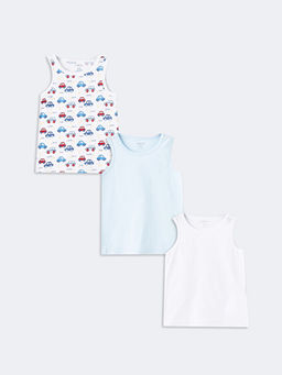 Bisiklet Yaka Bask?l? Erkek Bebek Atlet 3l?