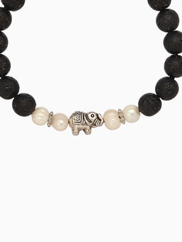 Браслет «Слоник», длина 18 см, жемчуг, лава
