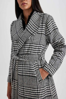 Пальто каше стандартного кроя с клетчатым узором - Defacto фото 5