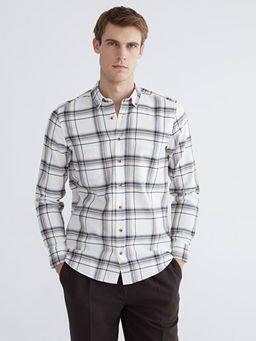 Regular Fit Uzun Kollu Ekose Gabardin Erkek G?mlek