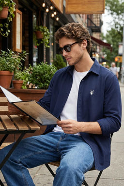 Lacivert Slim Fit Nak?sl? Kolay Utulenebilir Smart Gomlek TMNSS24GO00062