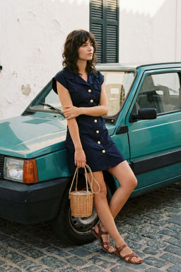 TRENDYOLMILLA Ekru Dugme Detayl? Gabardin Mini Dokuma Gomlek Elbise TWOSS22EL2970  фото 37