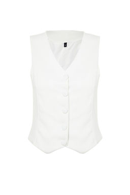 Beyaz Fitted Fitted Dugmeli Crop Dokuma Yelek TWOSS21YE0009