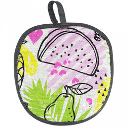 Прихватка с запахом 19х19см "ФрешФут б/з", форма "Яблоко", рогожка 171г/м2, хлопок 100%, наполнитель - ватин 280г/м2, на пластмассовом подвесе, "Домашняя мода" (Россия)