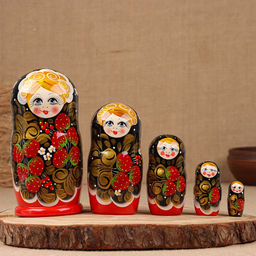 Матрёшка дерево «Галина», хохлома, 5-кукольная, 19 см