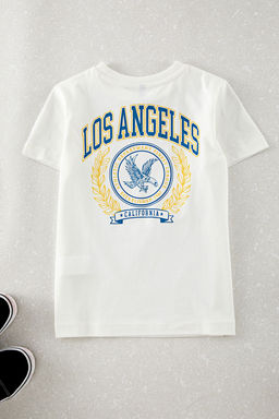 Ekru Erkek Cocuk S?rt Bask?l? Orme T-Shirt TKDAW25TS00024 - Trendyolmilla фото 2